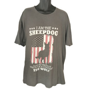 I Am the Sheepdog Patriotic Graphic TShirt Plus Size Size 3XL Shepherd Religious